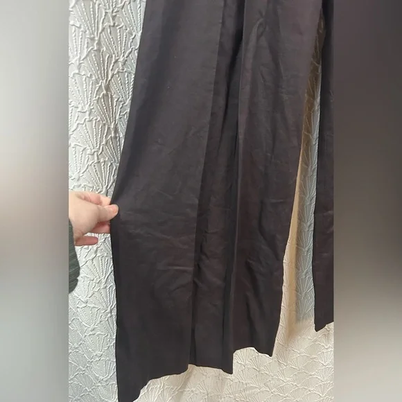 Anthropologie Elevenses Size 10 Dark Maroon Wide Leg Linen Blend pant - Picture 4 of 5